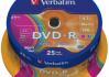 Verbatim DVD-R 4.7GB 16X  Colour/AZO cake 25